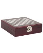 Coffret vin 4 pièces avec échiquier marron - 16.7 x 4.5 x 14.7 cm