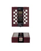 Coffret vin 4 pièces avec échiquier marron - 16.7 x 4.5 x 14.7 cm