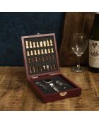 Coffret vin 4 pièces avec échiquier marron - 16.7 x 4.5 x 14.7 cm