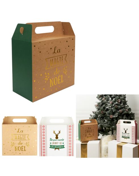 Set di 6 sacchetti regalo natalizi pieghevoli - 27 x 14 x 24 cm
