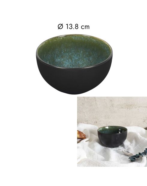 Lot de 6 bols Elia verts/noirs - D. 13,8 cm