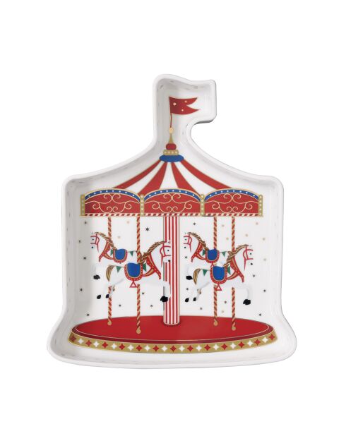 Christmas Wonderland - Piatto da portata decorativo in porcellana multicolore, 23,5 x 20 x 3,5 cm