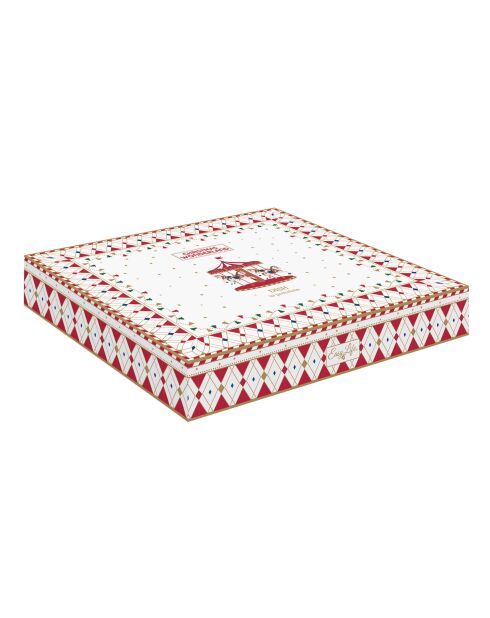 Christmas Wonderland - Piatto da portata decorativo in porcellana multicolore, 23,5 x 20 x 3,5 cm