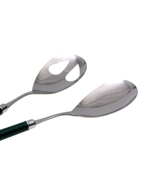 Set di 2 posate da insalata semplici in acciaio inossidabile verde scuro - 25 x 5 x 4 cm
