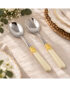 Classic Ghiera Oro Salatbesteck aus elfenbeinfarbenem Edelstahl, 25 x 5 x 4 cm, 2er-Set
