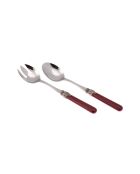 Lot de 2 services à salade en acier inoxydable Classic bordeaux - 25 x 5 x 4 cm