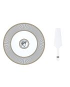 Lot de 2 services à gâteau en porcelaine Palladium blanc - 32 x 32 x 0,04 cm