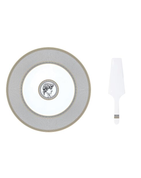 Set de 2 juegos de tartas de porcelana paladio blanca, 32 x 32 x 0,04 cm