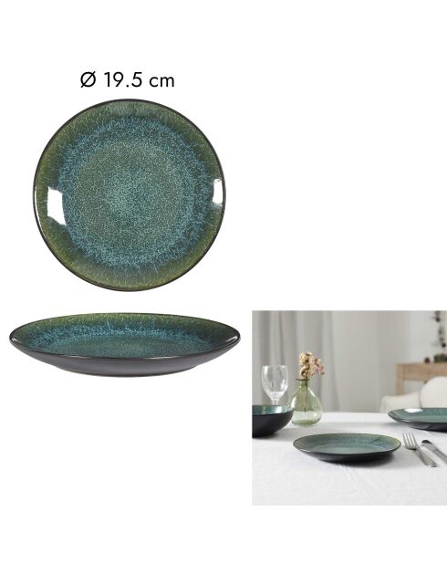 Lot de 6 assiettes Elia vertes/noires - D. 19,5 cm