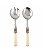 Klassisches Salatbesteck aus elfenbeinfarbenem Edelstahl, 25 x 5 x 4 cm, 2er-Set