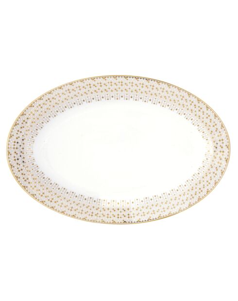 Plato para servir de porcelana festiva multicolor, 35 x 23,5 x 2 cm