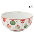 Set mit 4 bunten Porzellanschalen für Heiligabend, 15 x 15 x 7 cm