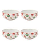 Set mit 4 bunten Porzellanschalen für Heiligabend, 15 x 15 x 7 cm