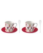 Juego de 2 tazas de espresso de porcelana con platillos Christmas Friends multicolores, 100 ml