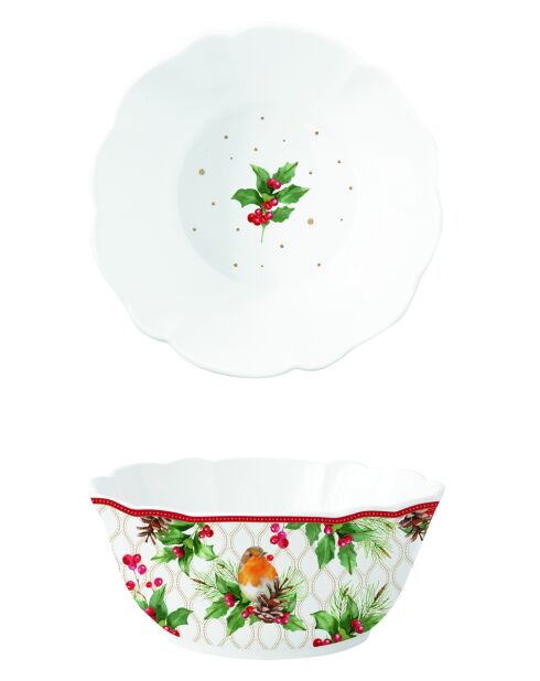 Cuenco de porcelana Christmas Berries multicolor - 20 x 20 x 9 cm