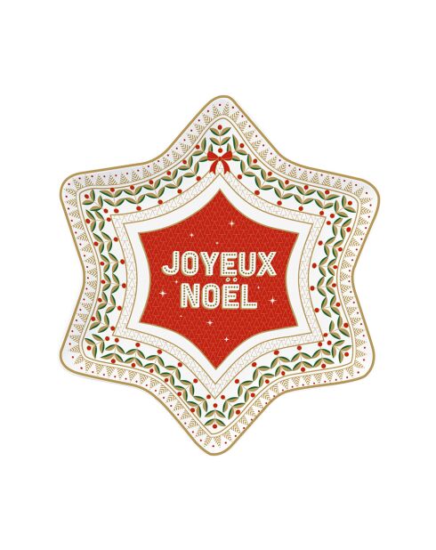 Plato para servir de porcelana multicolor Enjoy Your Christmas, 22,5 x 22,5 x 1 cm