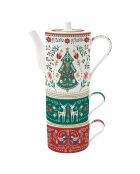 Juego de 3 juegos de té de porcelana Christmas Folk multicolores, 11,5 x 9 x 12 cm