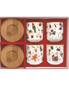 Juego de 4 tazas de café de porcelana con platillo de Christmas Friends, multicolor, 110 ml