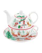 Juego de té de porcelana multicolor Christmas Gang para una persona, 350 ml