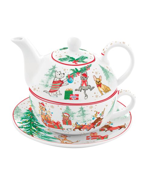 Service à thé pour une personne en porcelaine Christmas Gang multicolore - 350 ml