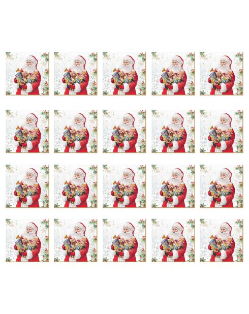 Set van 20 veelkleurige papieren servetten van Santa Is Coming - 33 x 33 cm