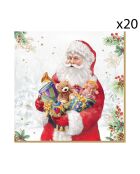 Set van 20 veelkleurige papieren servetten van Santa Is Coming - 33 x 33 cm