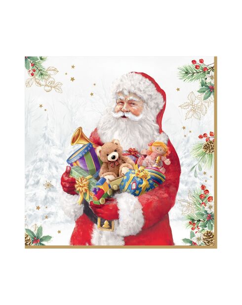 Set van 20 veelkleurige papieren servetten van Santa Is Coming - 33 x 33 cm