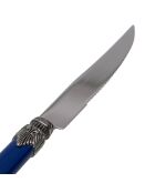 Juego de 6 cuchillos clásicos de acero inoxidable azul para carne, 26 x 5,8 x 7 cm
