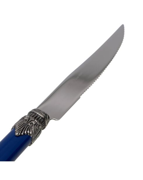 Set di 6 coltelli da bistecca classici blu in acciaio inossidabile - 26 x 5,8 x 7 cm