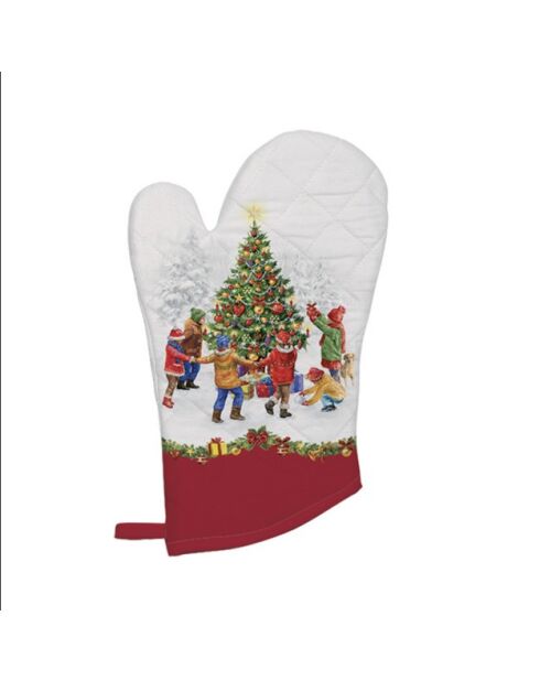 Juego de textiles de cocina de algodón multicolor Christmas Round Dance, 3 piezas