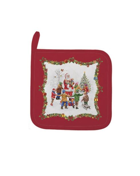 Juego de textiles de cocina de algodón multicolor Christmas Round Dance, 3 piezas