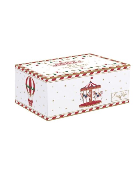 Lot de 4 attaches-serviettes en porcelaine Christmas Wonderland multicolore - 4,5 x 4,5 x 5 cm