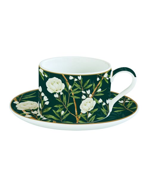 Tazza e piattino in porcellana Royal Peonies multicolore - 240 ml