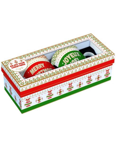 Set de 2 tazas de porcelana multicolor Enjoy Your Christmas, 13 x 12 x 10 cm