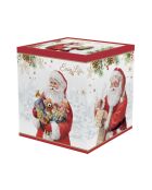 Juego de 2 tazas de café de porcelana multicolor con platillo de Santa Is Coming, 75 ml