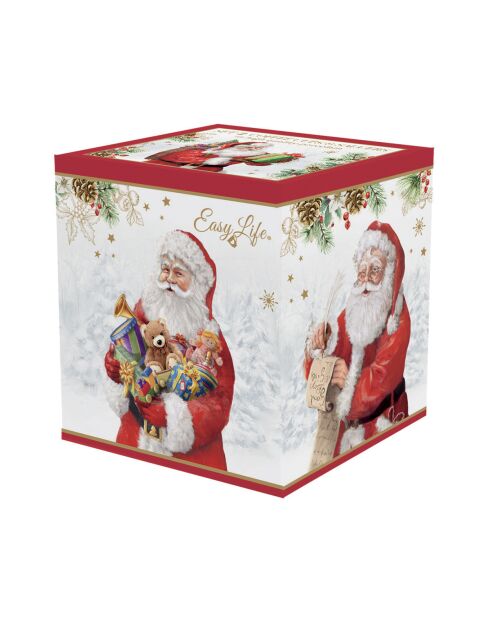 Juego de 2 tazas de café de porcelana multicolor con platillo de Santa Is Coming, 75 ml