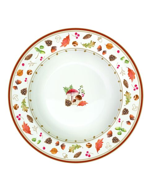 Juego de 6 platos de sopa de porcelana Autumn Breeze multicolores, 21,5 x 21,5 x 3,5 cm