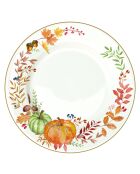 Set van 6 meerkleurige Harvest porseleinen dinerborden - 26,5 x 26,5 x 2 cm