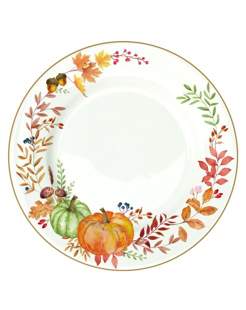 Juego de 6 platos llanos de porcelana Harvest multicolores, 26,5 x 26,5 x 2 cm