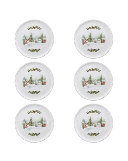 Set di 6 piatti piani in ceramica Città Delle Feste multicolore - 27 x 27 x 3 cm