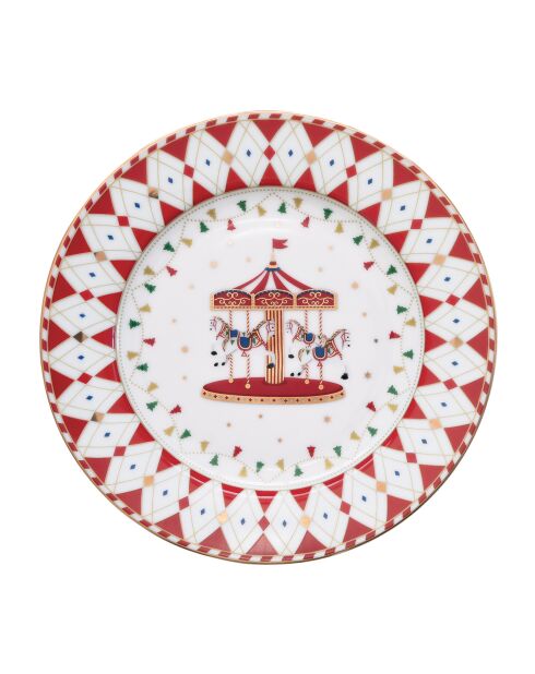 Set di 6 piatti da antipasti o dessert in porcellana multicolore Christmas Wonderland - 19 x 19 x 1,5 cm
