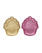 Lot de 2 assiettes à dessert en verre Sweet Christmas rose/doré - 16,5 x 15 x 2,5 cm