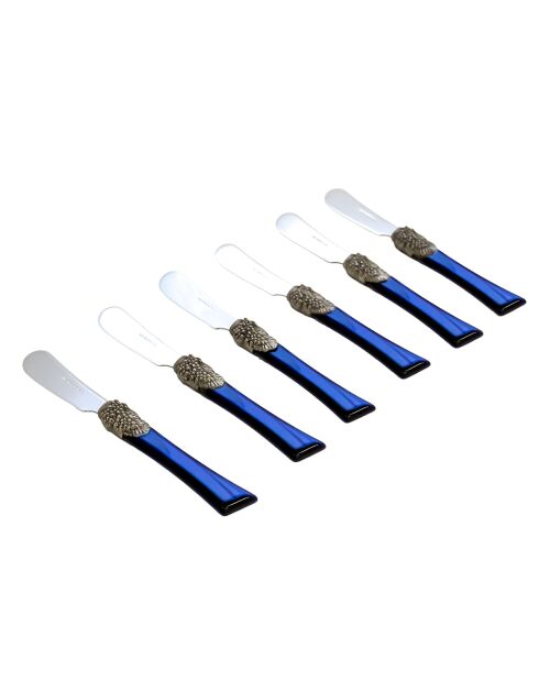 Set di 6 creme spalmabili al burro Syrah blu in acciaio inossidabile - 16,5 x 4,5 x 5 cm