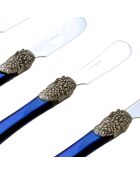 Set van 6 blauwe Syrah boterpasta's van roestvrij staal - 16,5 x 4,5 x 5 cm