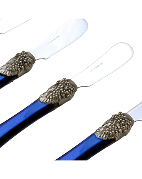 Set di 6 creme spalmabili al burro Syrah blu in acciaio inossidabile - 16,5 x 4,5 x 5 cm