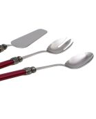 Set mit 3 klassischen burgunderroten Bestecksets aus Edelstahl — 25 x 5 x 4 cm