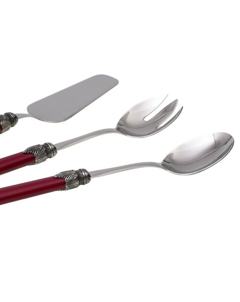 Juego de 3 juegos de cubiertos clásicos de acero inoxidable burdeos, 25 x 5 x 4 cm
