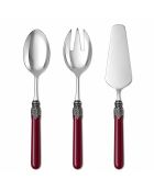 Set mit 3 klassischen burgunderroten Bestecksets aus Edelstahl — 25 x 5 x 4 cm