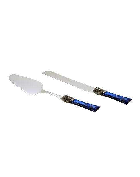 Set van 2 blauwe Syrah roestvrijstalen dessertborden - 25 x 5 x 4 cm