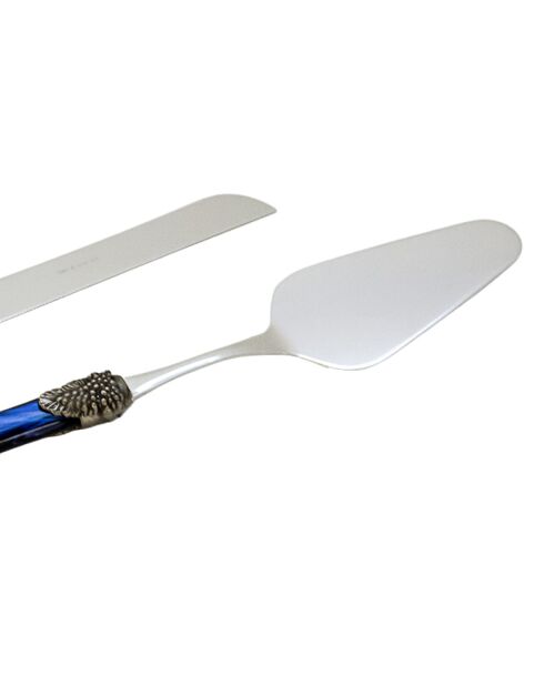 Set van 2 blauwe Syrah roestvrijstalen dessertborden - 25 x 5 x 4 cm